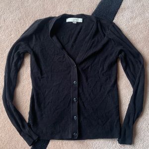 Black Ann Taylor Loft Petite V Neck Cardigan